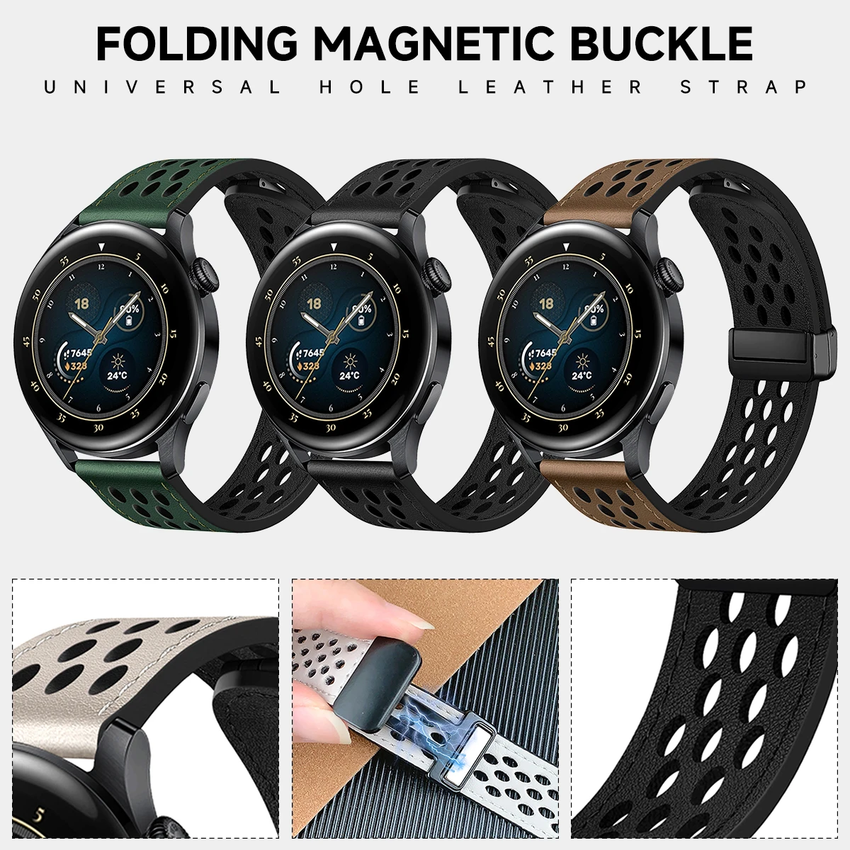 Premium Leather Magnetic Strap - 20mm/22mm Breathe Bracelet