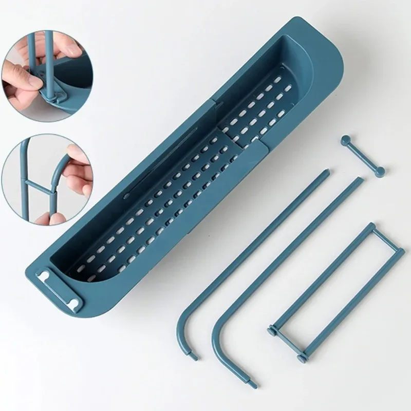 Telescopic Sink Shelf Kitchen Drainer Rack Organizer Soap Sponge Holder Towel Rack Storage Organizer Basket Gadgets Accessories
