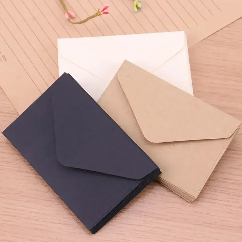 20Pcs 22x11cm Blank Mini Paper Window Envelopes Classical White Black Kraft Wedding Invitation Gift, mini envelopes,window envelopes
