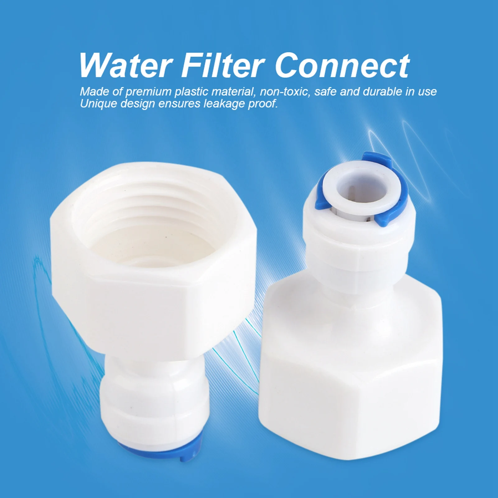 6Pcs Fitting Connector For Aquarium RO Water Filter Reverse Osmosis System Fit 1/4 Tube OD to 1/2 Female Water Filter Connector water filter connector