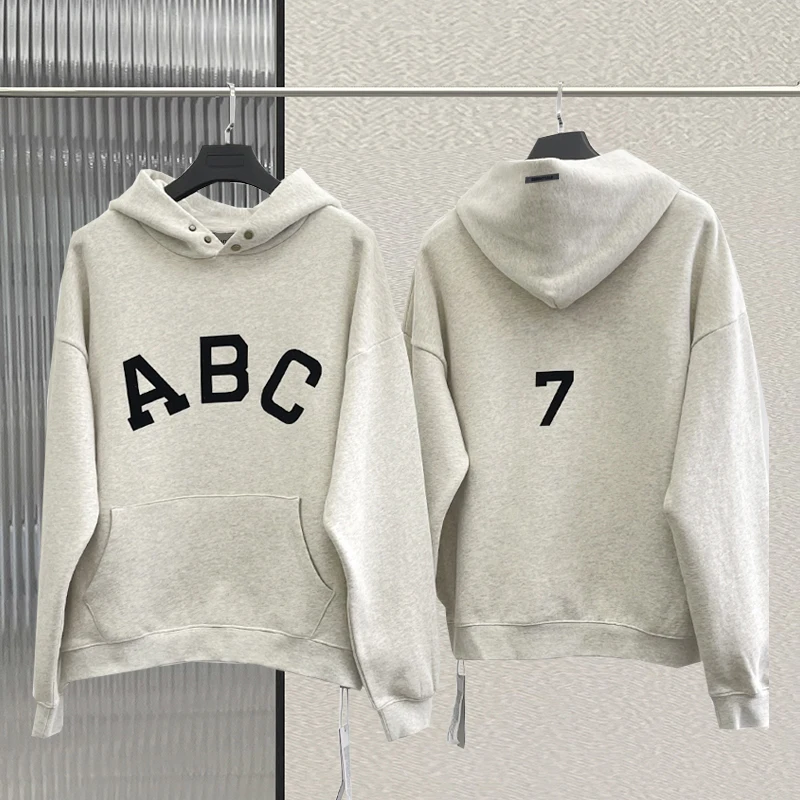 

New FG Season 7 Flocked ABC Logo Hoodie Essential Oversized Sweatshirts Fashion Men's and Women's Hoodie Casual Wear