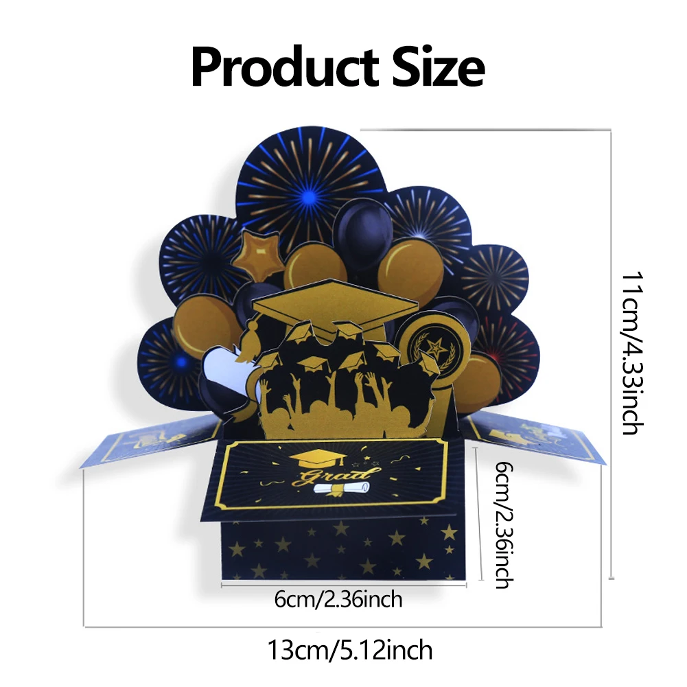 3D Graduation Pop up Card Class of Congrats Grad Card Congratulation Greeting with Envelope for Graduation