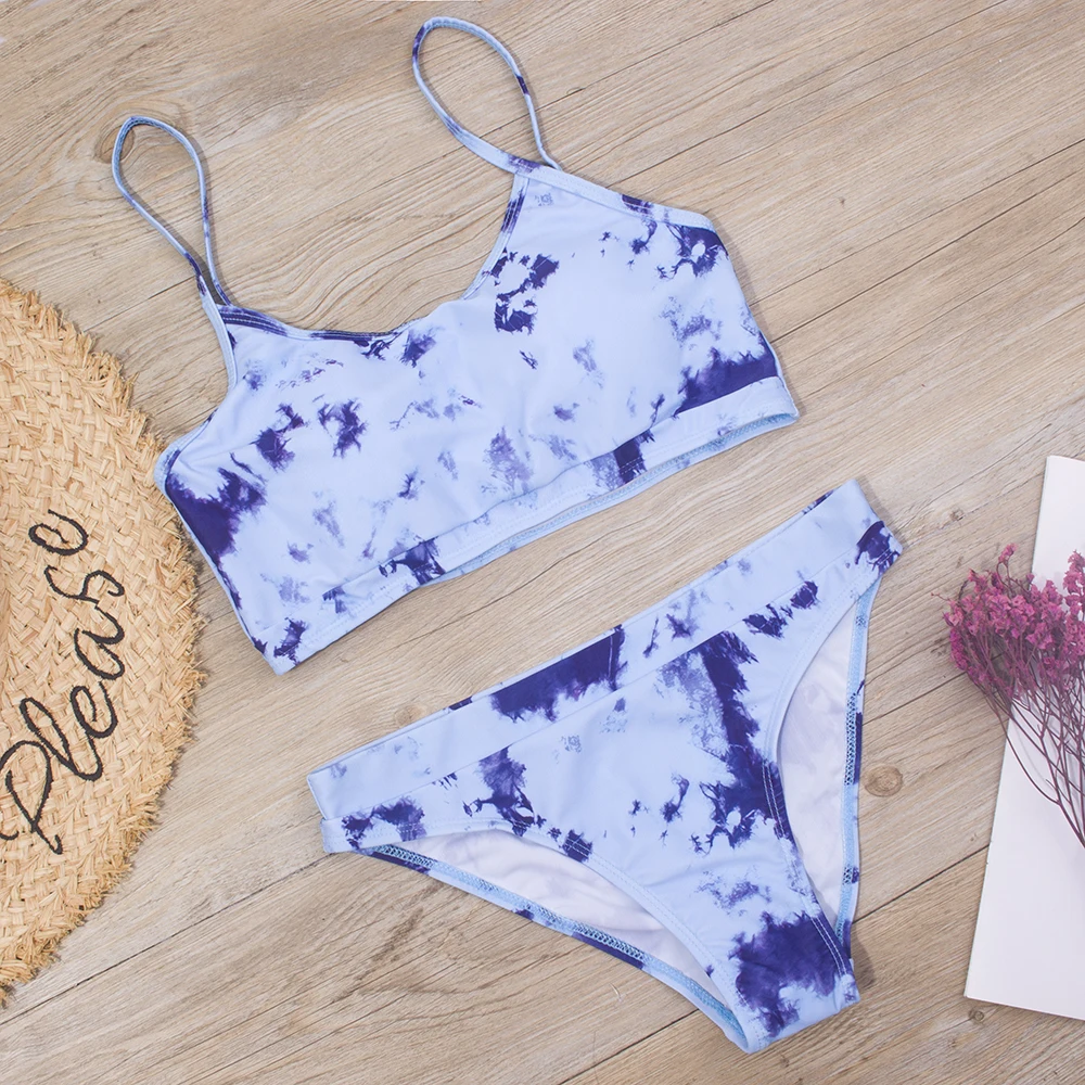 7-14 Year Girl Swimsuit New Tie Dye Two Piece Teenage Girl Bikini Set Biquini Butterfly Print Cute Bathing Suit SwimWear299 girls swimsuit