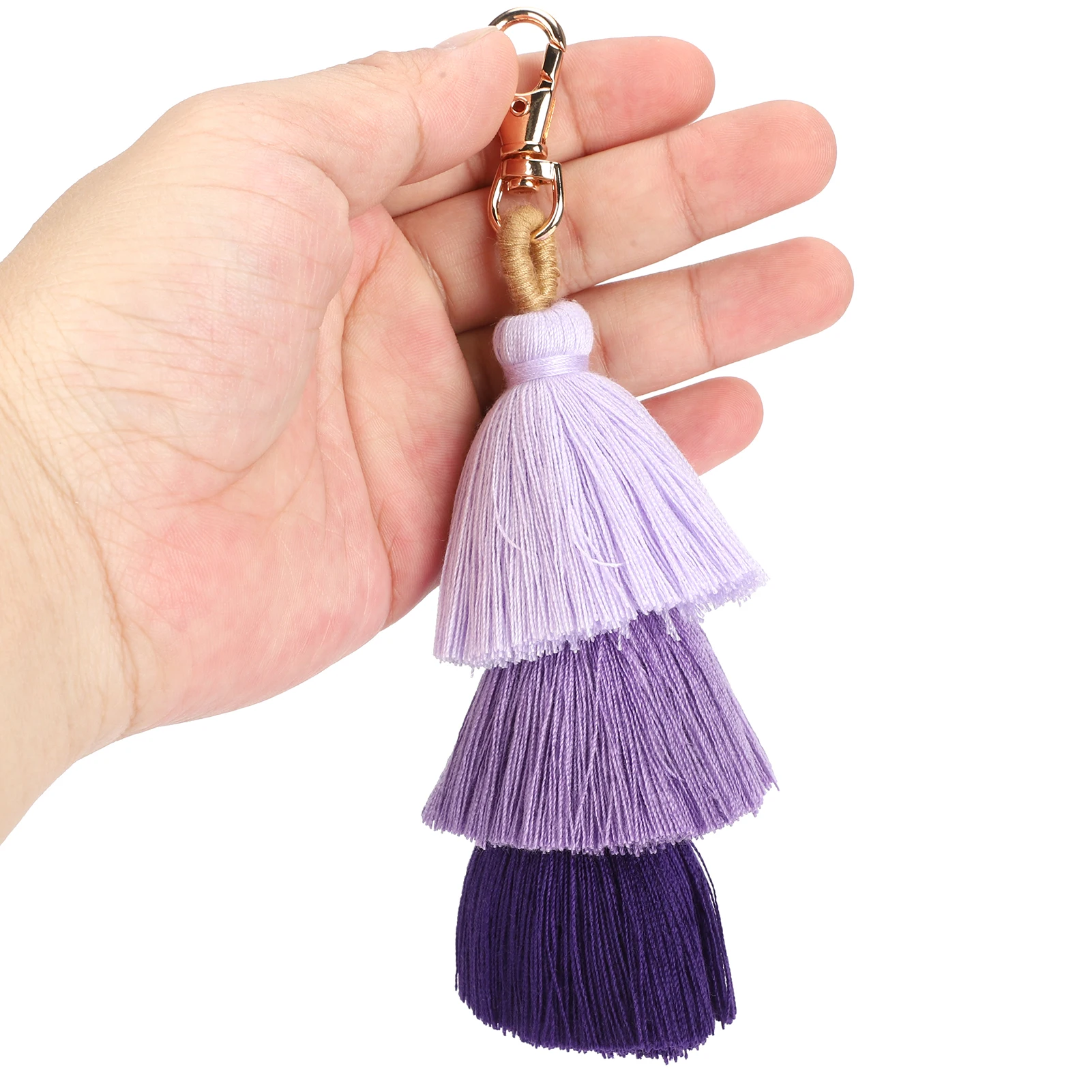 3Pcs Tassel Keychain Bohemian Style Fashionable Pendant Luggage Backpack Decoration