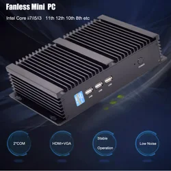 With 2*COM RS232 Industrial Fanless Mini PC Intel Core i7 8565U Mini Computer Quad Core i7 10510U 8Mb Cache HDMI VGA Windows11