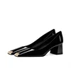 2025 new spring ladies pumps chunky heels leather square head shallow mouth with fashion comfortable commuter work women's shoes 5
