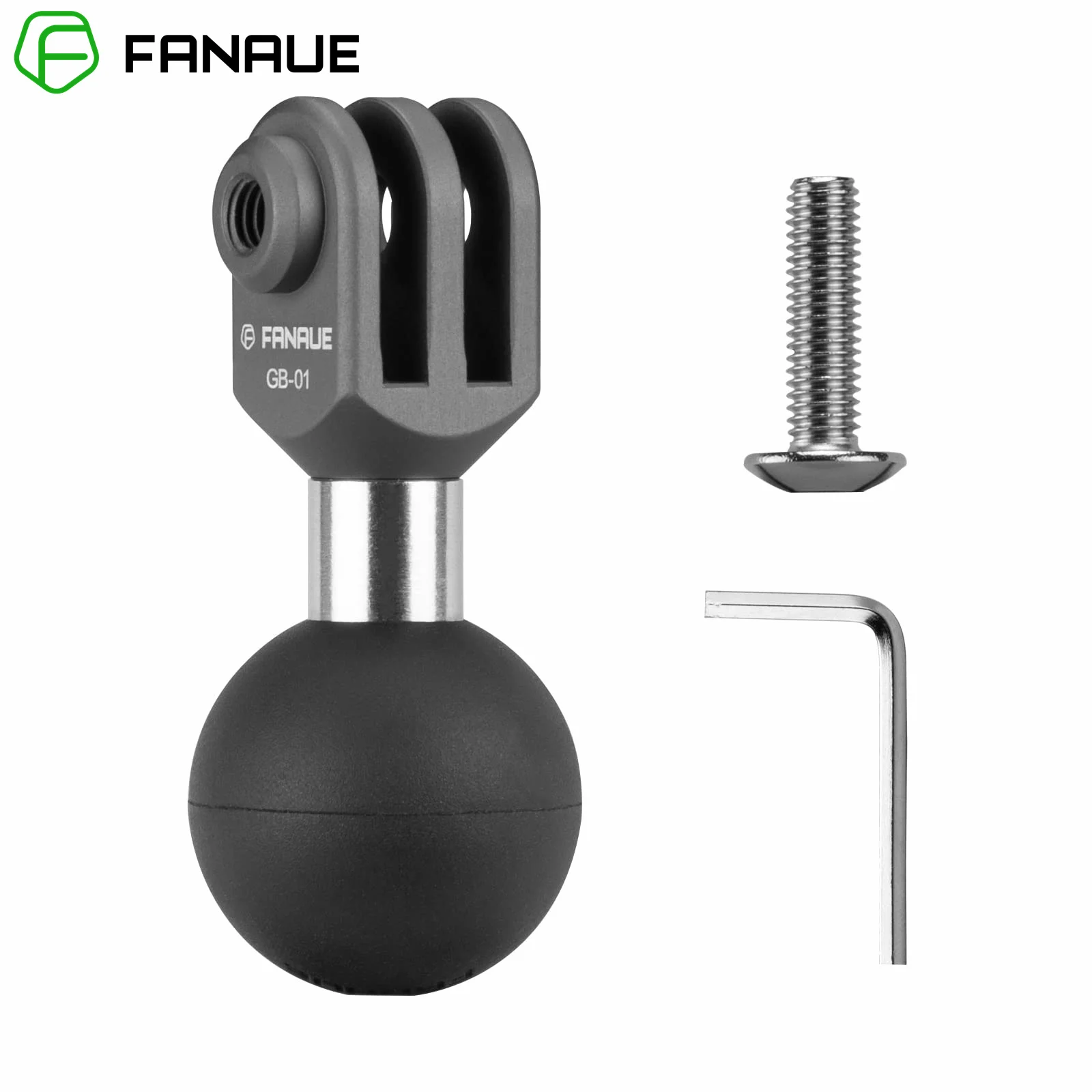 FANAUE 1 inch Ball Head Mount Adapter Aluminium alloy For Go Pro 10 9 8