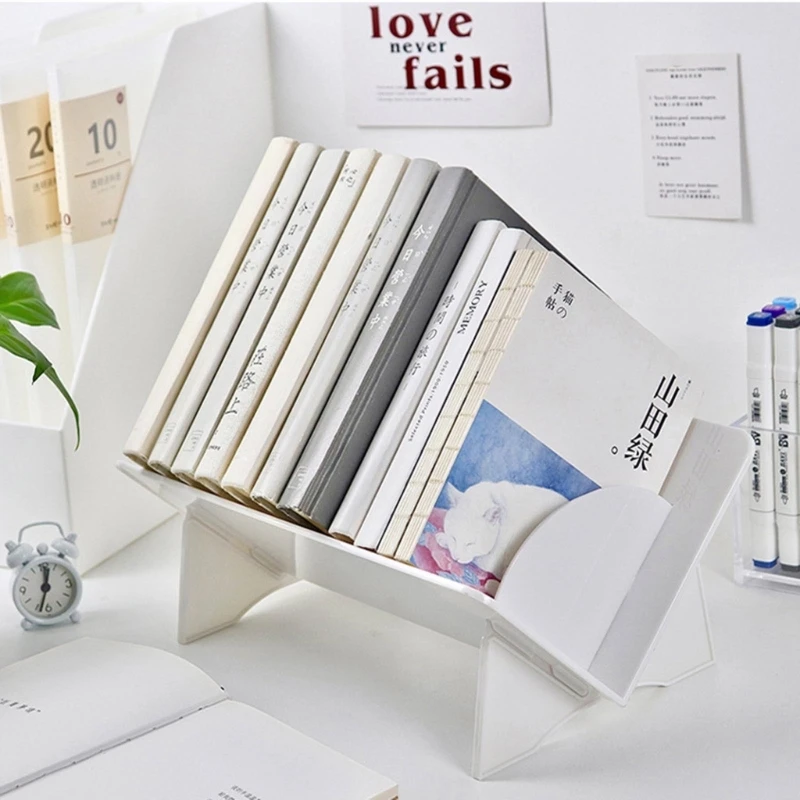 Multifunctional Desktop Book Modern Desktop Bookshelf with VShape Support for Books Magazine CDs and Storage Rack