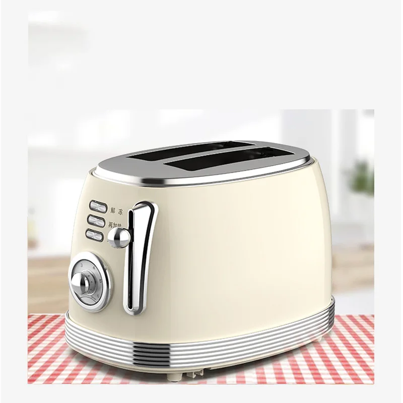 Toaster 1PC Glossy Retro Stainless Steel Toaster Household Multifunction Breakfast Heating Sandwich Toast Bread 4