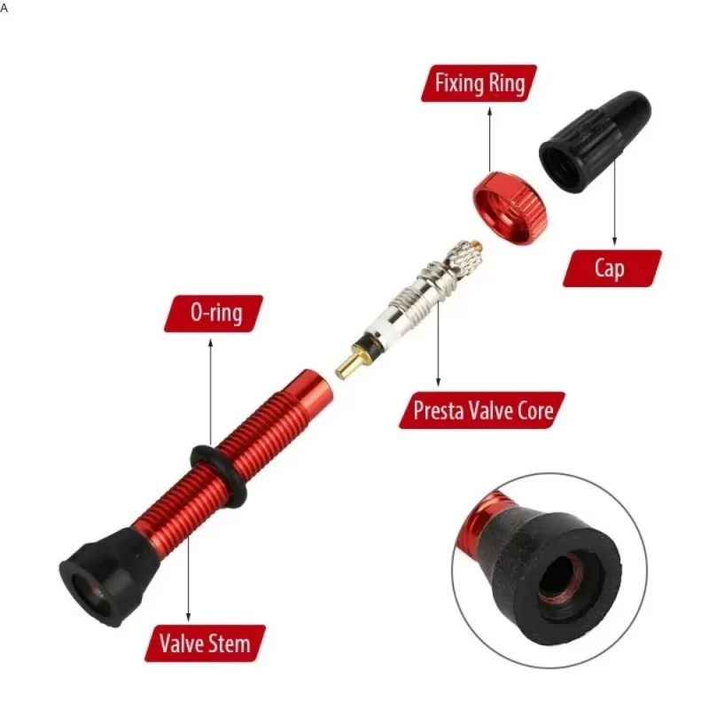 Enhanced Bicycle Tubeless Valve Stems with Integrated Core - 2 Pack, 60mm