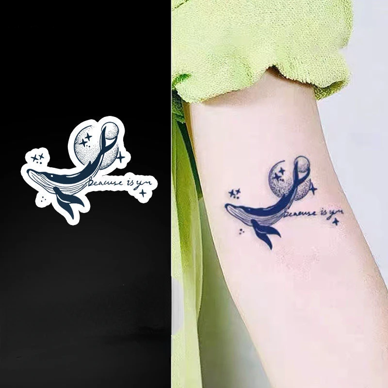 

Aestheticism Whale Totem Waterproof Juice Tattoo Stickers for Woman Man Body Arm Thigh Temporary Tattoos Fake Tattoo Wholesale