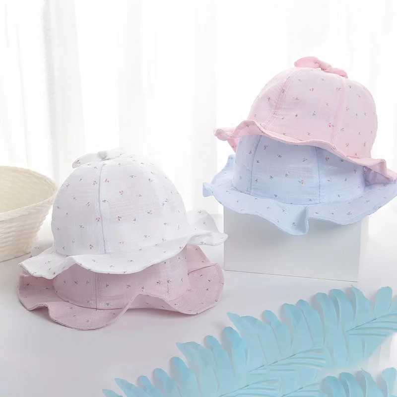 Chapeau de soleil pour filles, 1 pièce, casquette Panama en coton respirant à fleurs, à la mode, mignon, pour enfants, printemps et été, chapeaux d'extérieur, réception-cadeau pour bébé_voghion.com