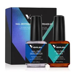 Venalisa Luxury Nail Prep & Gel Polish Kit with No-Wipe Top and Base Coats (Kit primer)