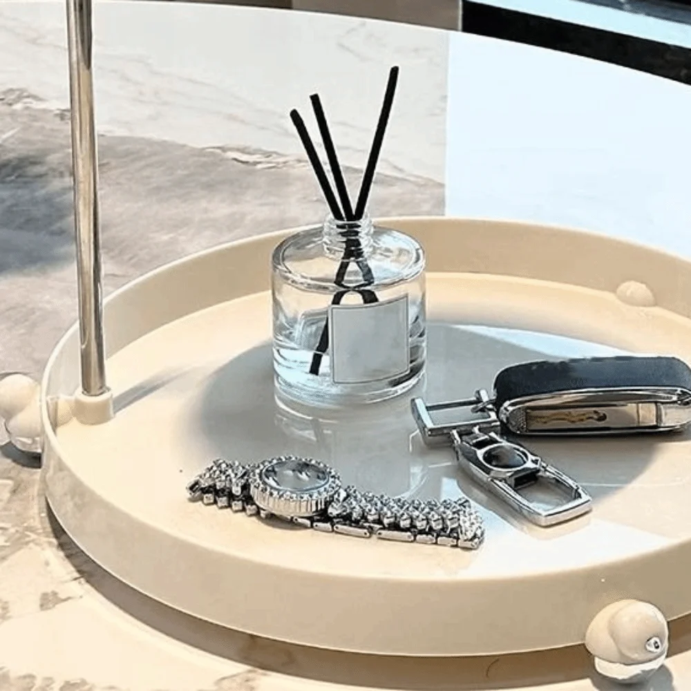 Acrylic Makeup Organizer Tray Double Layer Spinning Holder Display Rack Large Capacity Decorative Vanity Organizer