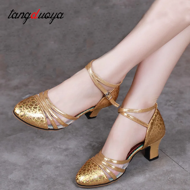 

Women's Ballroom Latin Dance Shoes Social Lace-Up Sandals Rubber Outsole Heel Height 5.5cm Tango Salsa dancing shoes