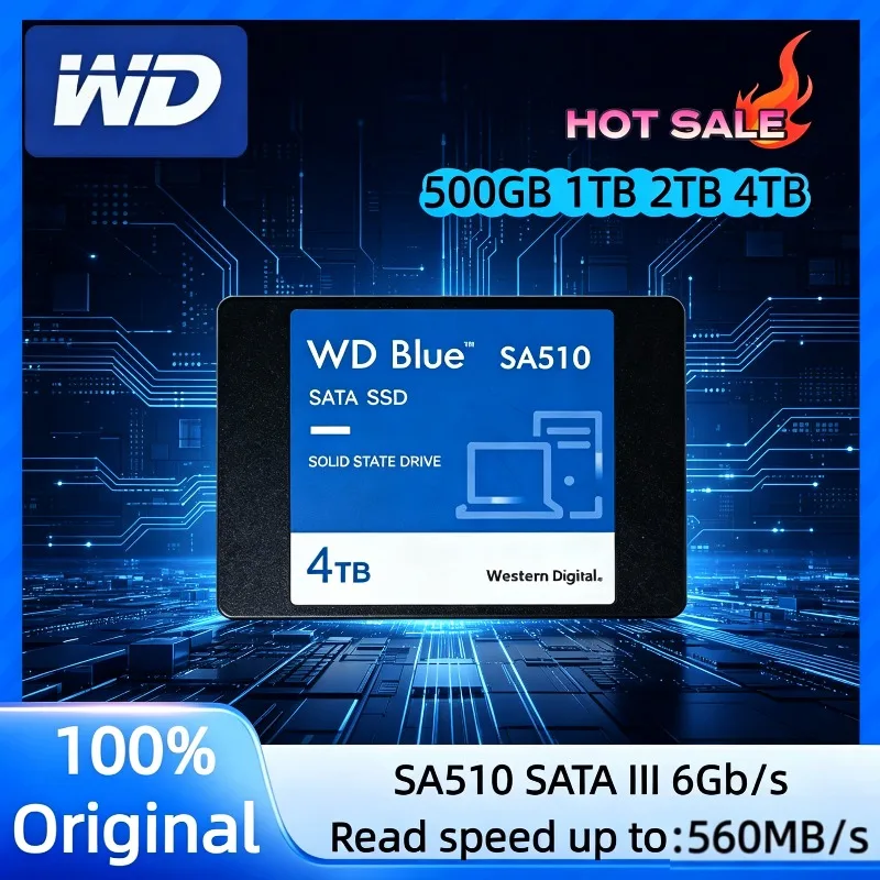 WD Blue SA510 500GB 1TB 2TB 4TB SATA 3.0 2.5" Disco Duro SSD Original WD, Unidad de Estado Sólido Interna para Computadora Portátil y de Escritorio 1