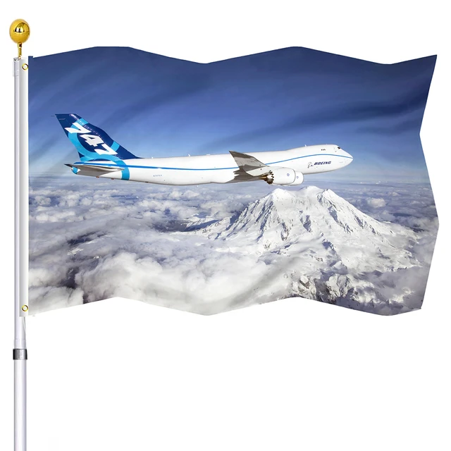 Airplane In The Sky Flag Spectacular Clouds Banner with Brass Grommets  Polyester Flags for House Indoor Porch Outdoor Decoration