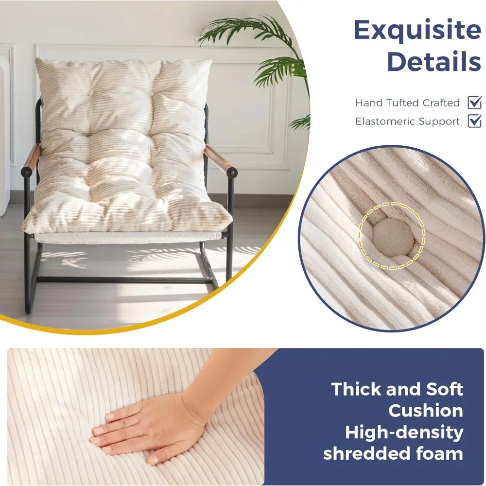 Modern Accent Chair, Comfy Living Room Chair with Metal Frame Wooden Armrest, Upholstered Armchair with Soft Cushion for Bedroo 4
