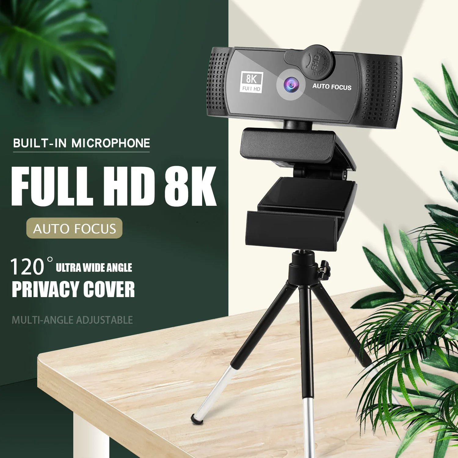 Câmera Web de Foco Automático com Microfone Webcam 8k 4k 1080p Full hd Plugue Usb Mini pc Computador Laptop Vídeo - Imagem 3