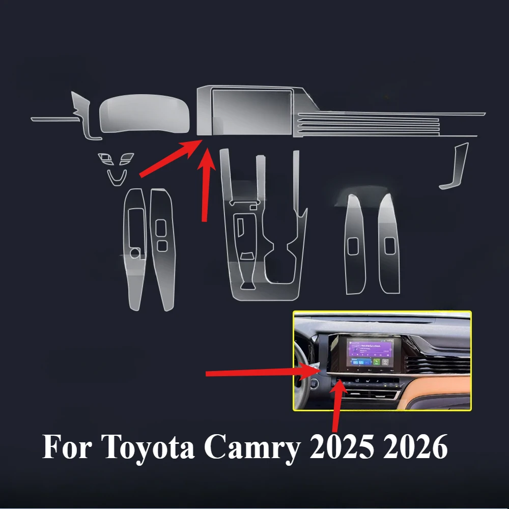 토요타 캠리 2025 2026 실내 투명 TPU 기어 패널 GPS 내비게이션 센터 콘솔 PPF 보호 필름 자동차 액세서리