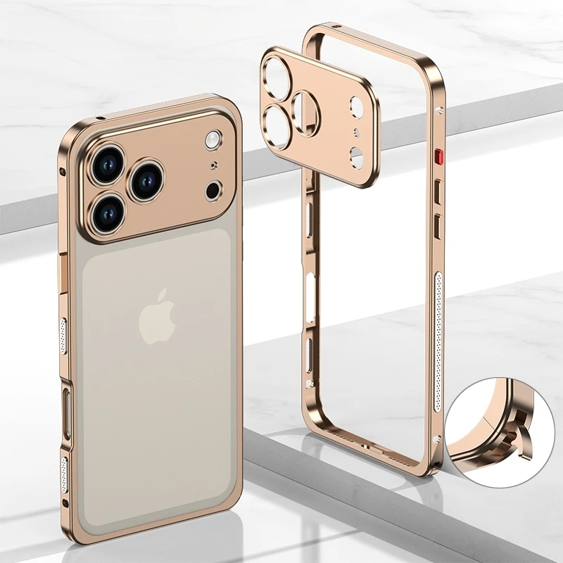 Premium Metal Alloy Shockproof Phone Case with Silicone Lining and Lens Protection