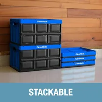 62L Collapsible Storage Bins (3 Pack,Royal Blue) NO LID-Stackable Storage Containers for Organizing, Toy Storage, Garage Storage 5