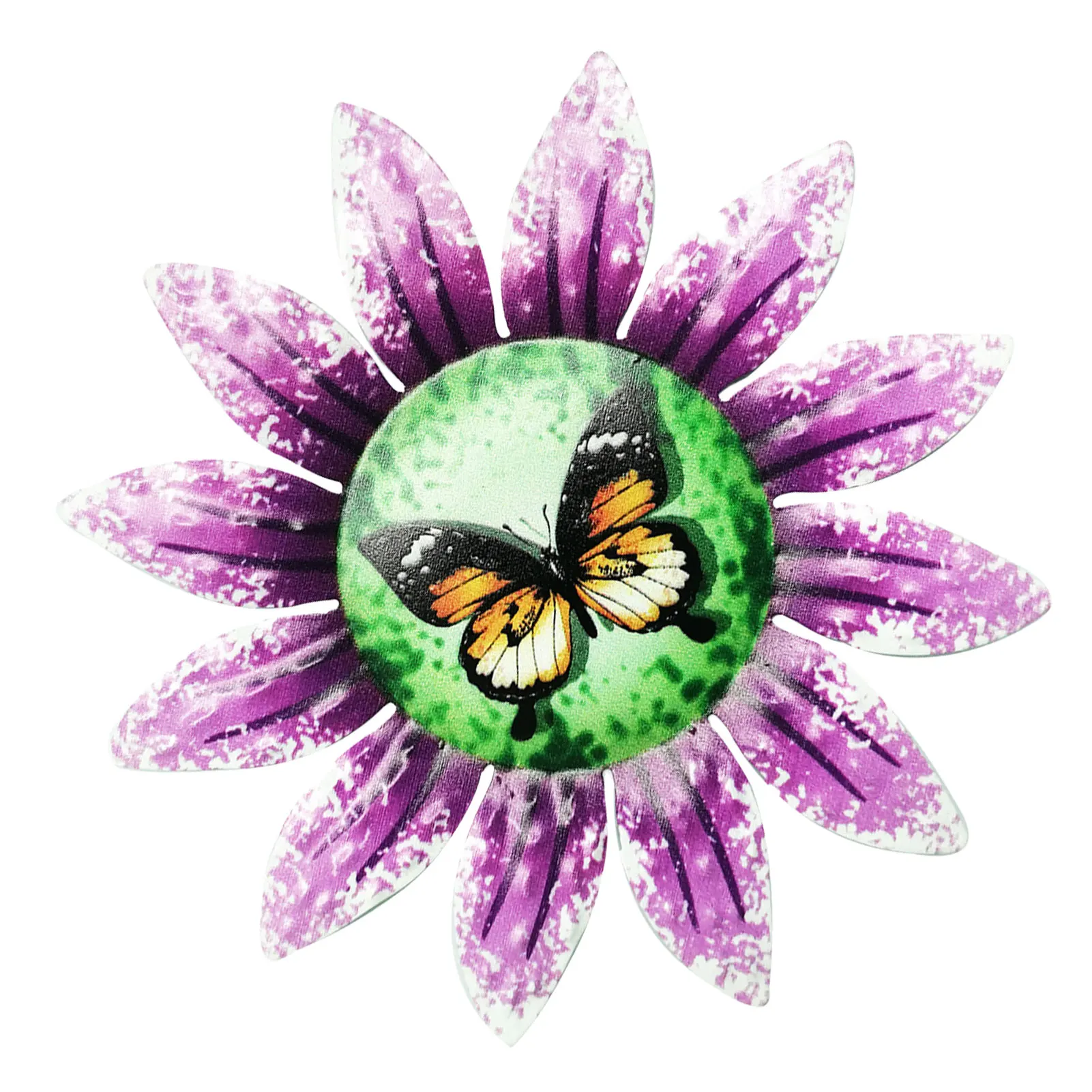 

Metal Flower Wall Art Decor Multi-colored Suower Shape Butterfly Dragoy Ladybug Patterns Colorful Flowers Insect Pattern