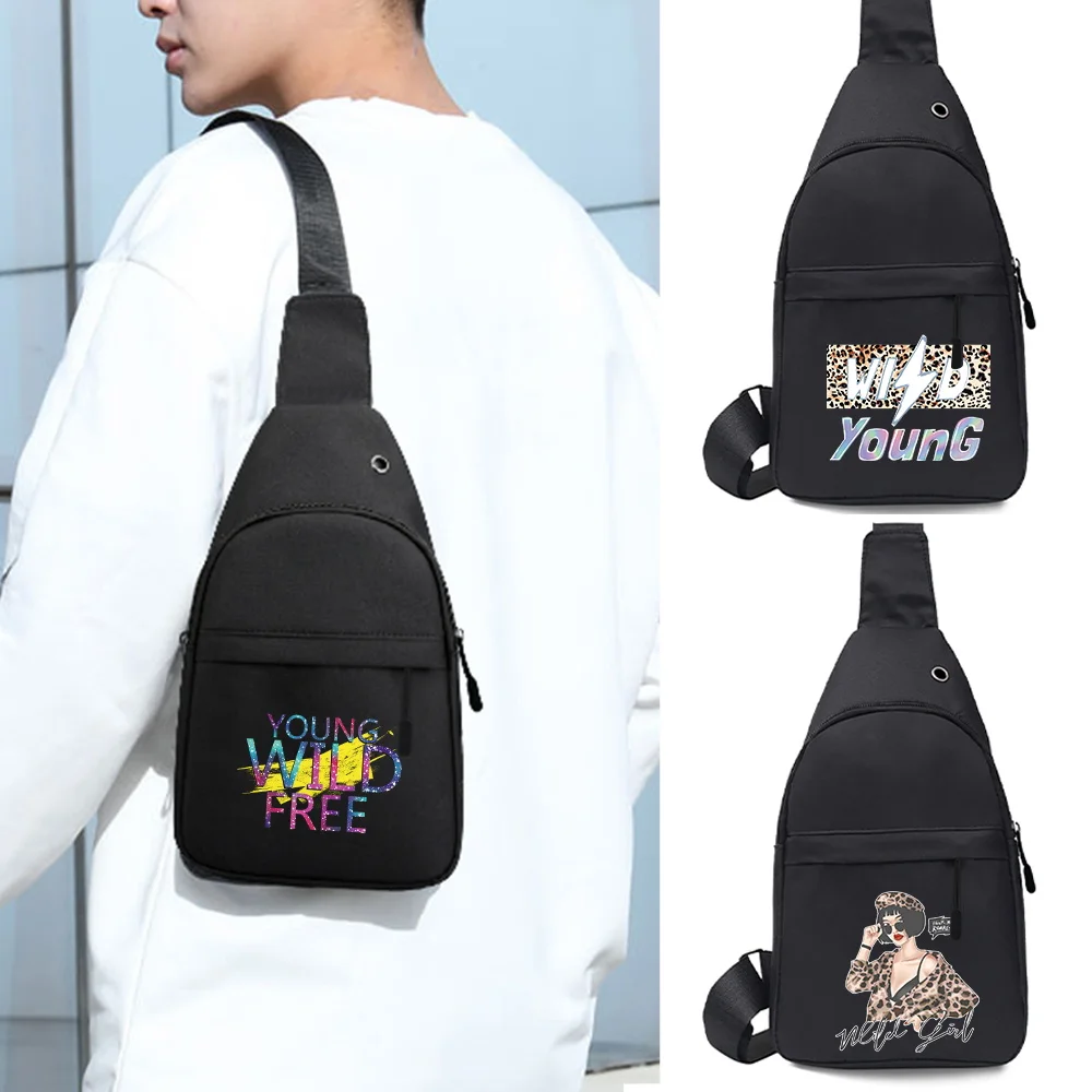 

Men's Chest Bag Multifunction Shoulder Fanny Pack with Headphone Casual Wild Printing Crossbody Bags Fashion Outdoor Handbags