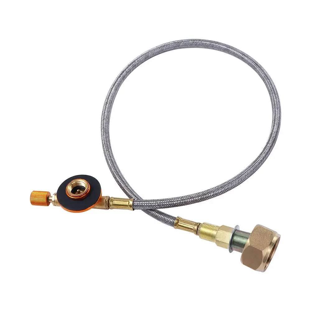 Save Durable Gas Charging Valve Flat Cylinder tank Stove Metal Tube Gas Stove Coupler Container Adapter Propane Refill Adapter