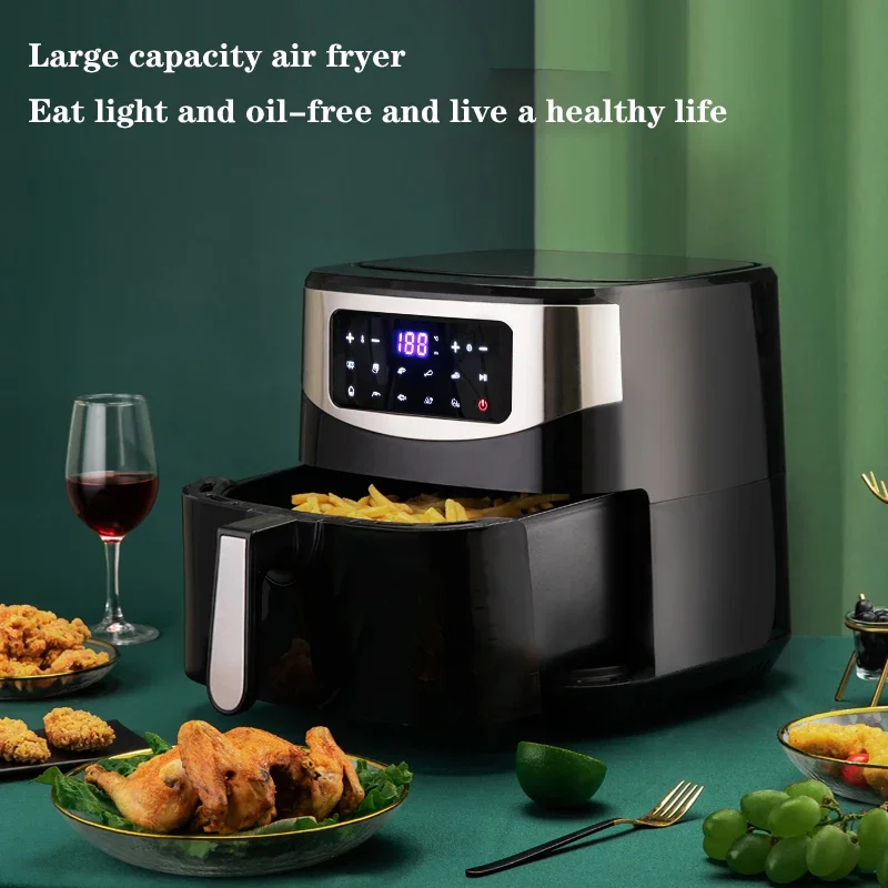 1600W Household Air Fryer 8L Touch Screen Panel Air Fryer Capacity Pizza Oil-Free Salt-Free Cookware Touch Screen Electric Fryer 6