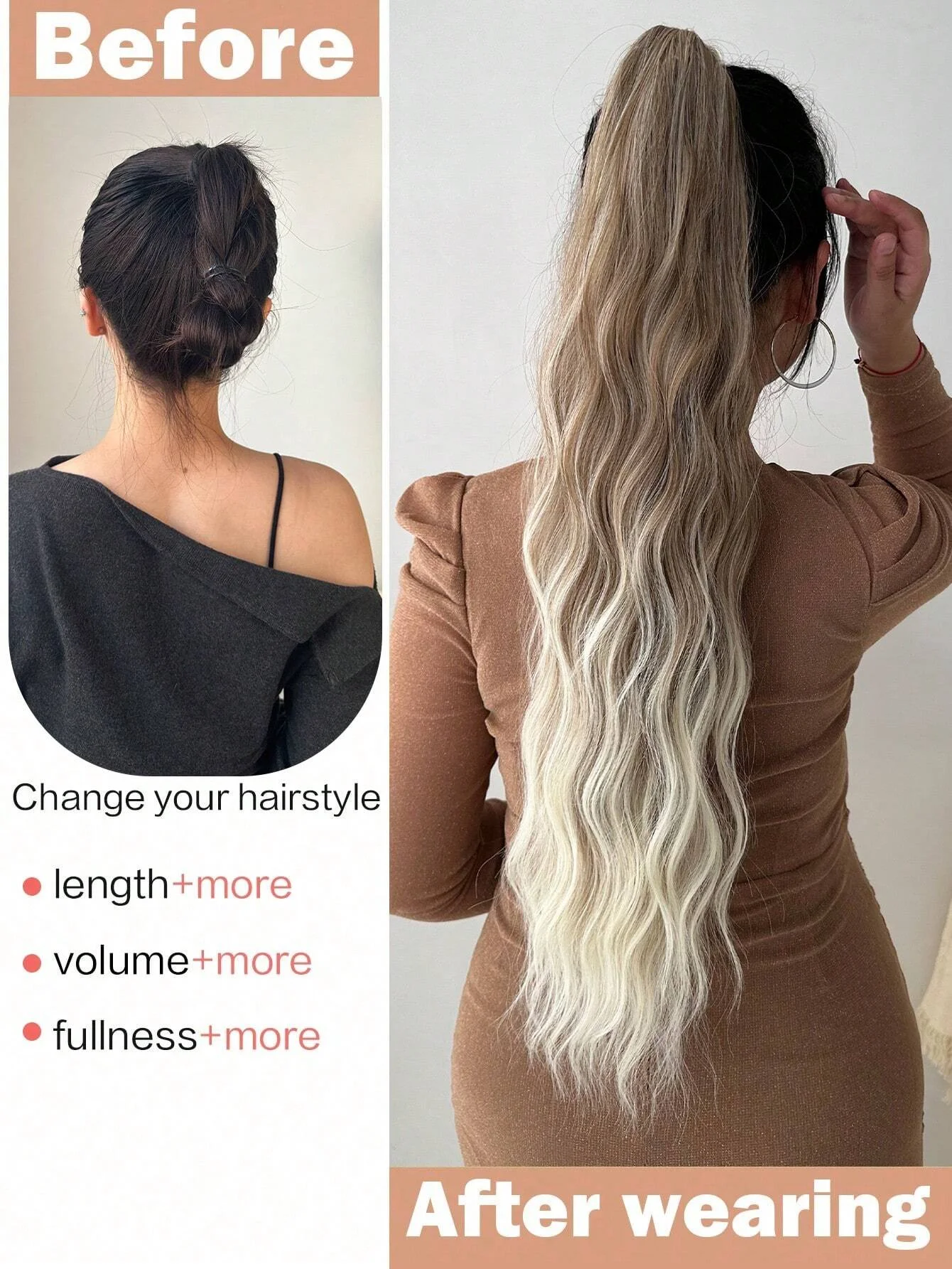 Claw Ponytail Extensions Hair 26 Inch Long Water Wave Heat Resistant Fiber Synthetic Hairpiece for Women Girls Party Daily clip in ponytail hair extension synthetic ponytail synthetic hair accessories clip in ponytail extensions