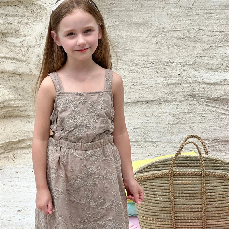 

HoneyCherry летние платья с вышивкой для девочек, платья с воротником на шее и воротником-стойкой, женское платье для детей, одежда для девочек