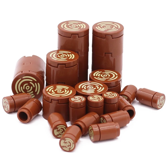 Marumine MOC Assembly Tile Round With Tree Stump Wood Grain Pattern Brick 14769pb196 98138pb042 Building Block Accessories Parts 6