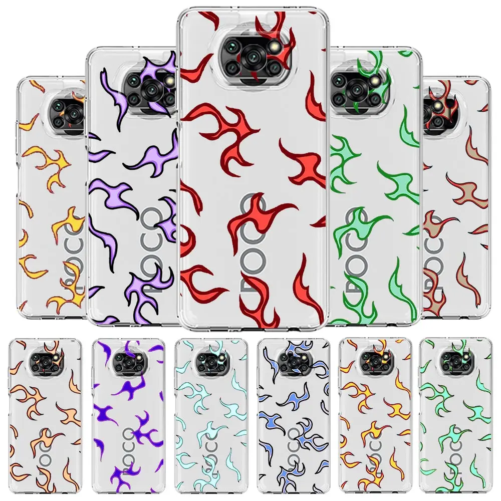 

Fashion Flame Phone Case For Xiaomi Mi 12T 10 12 Lite 11 Ultra 11X 11T Pro 11i Poco X4 X3 NFC F3 F4 M3 M4 Soft Clear Cover