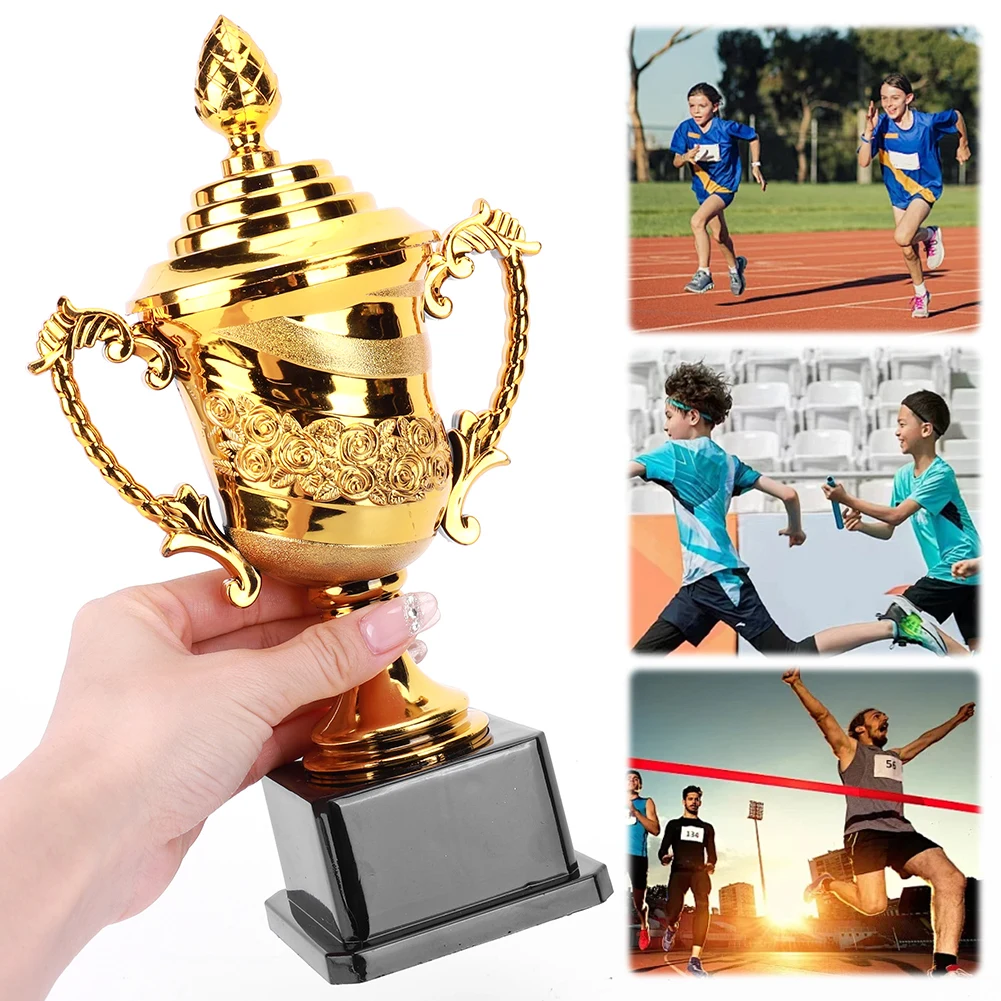 Gold Plastic Reward Trophy Cup Soccer Medals Prize Cup Early Educational Toys Basketball Football Winners Gifts for Game School 3