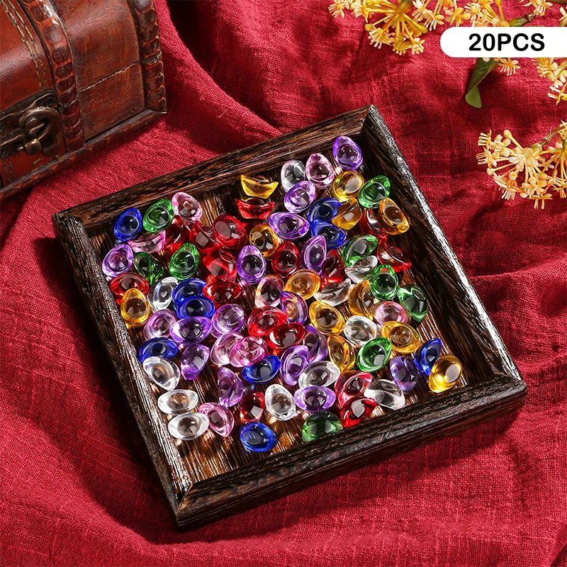 20 Pz Mini Vetro Colorato Cristallo Yuan Bao Lingotti Pfaff Rame Cilindro Fortuna Accessori Casa Benedizione Decorazione Ornamento