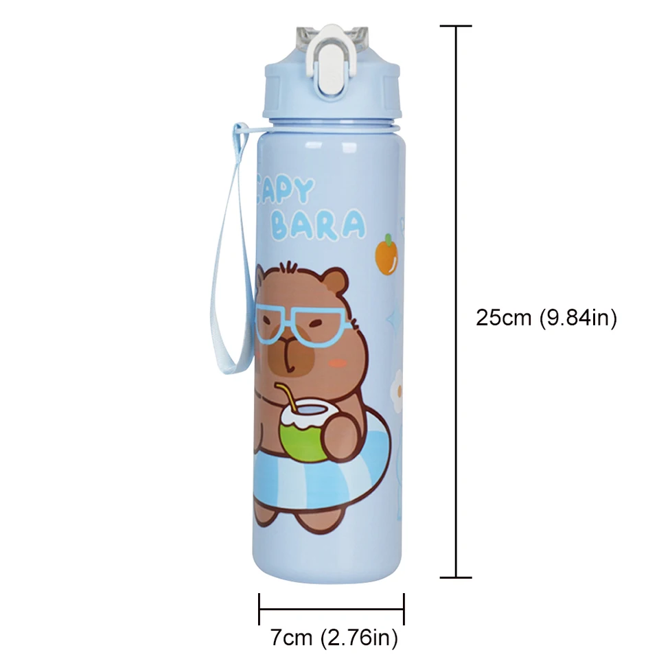 Capybara Cartoon Water Bottle with Straw for Kids