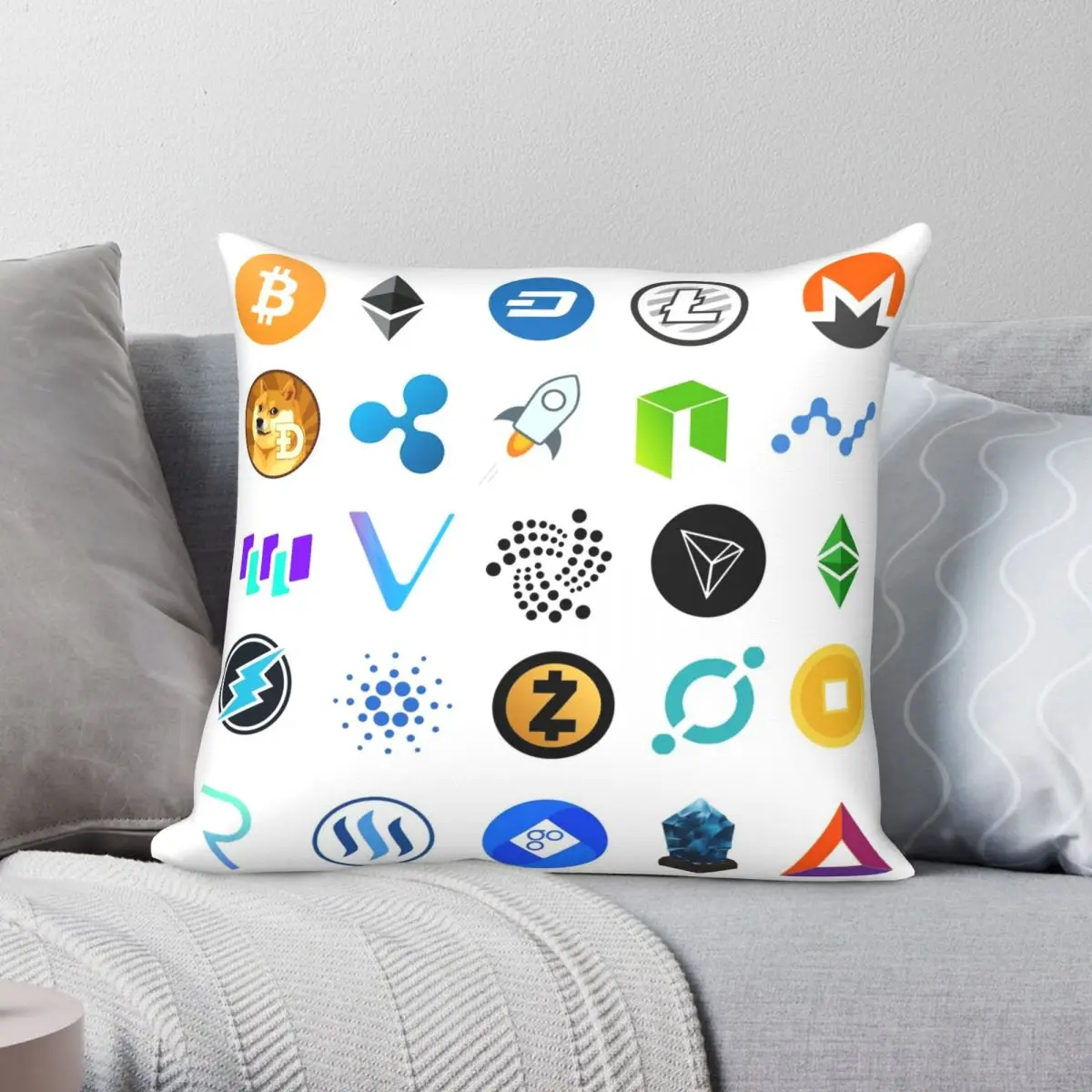 

Crypto Coins Square Pillowcase Polyester Linen Velvet Printed Zip Decor Throw Pillow Case Home Cushion Cover Wholesale