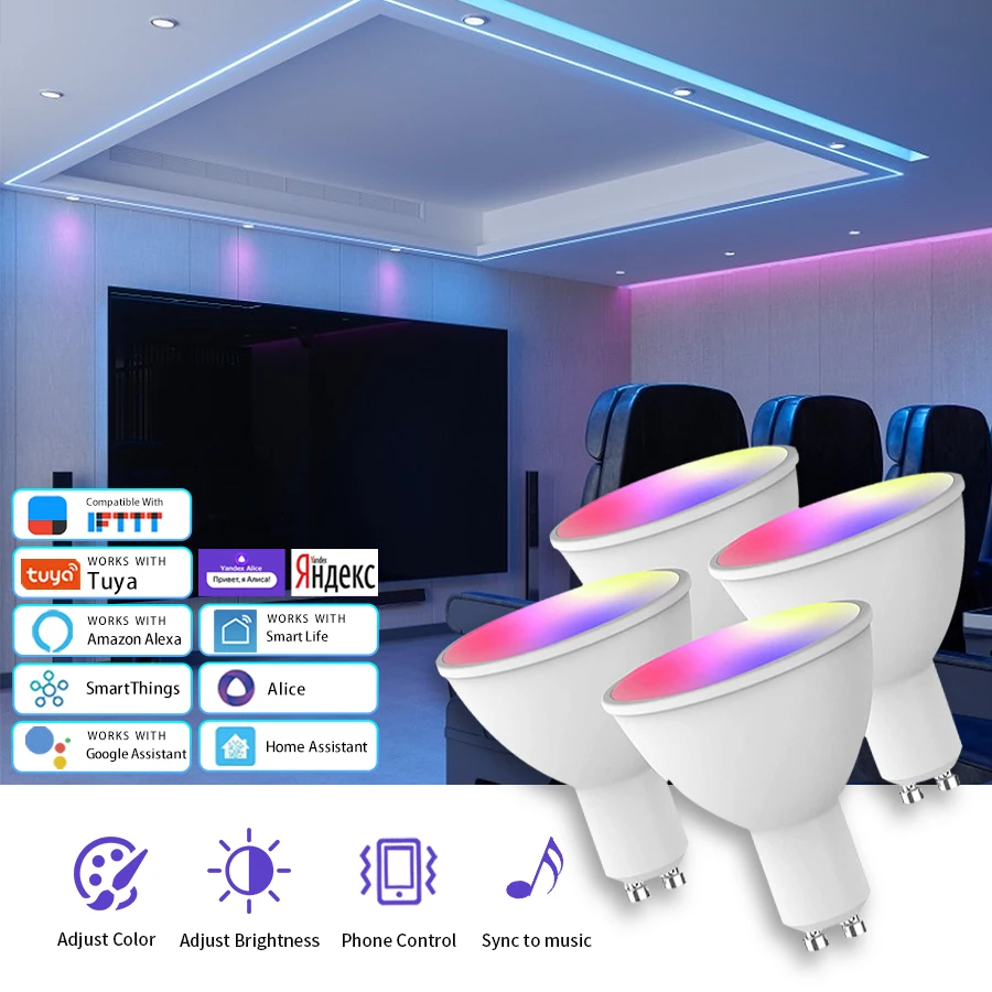 Smart Spotlight Bulb GU10 Alexa LED Light Bulbs RGB Color Changing