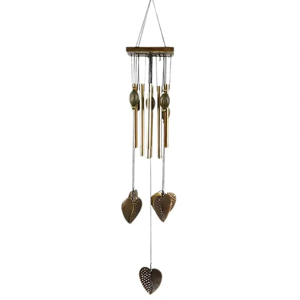 Anti-corrosion Wind Chime with Heart Pendant Metal Patio Porch Windchimes Bell for Home Decor 5