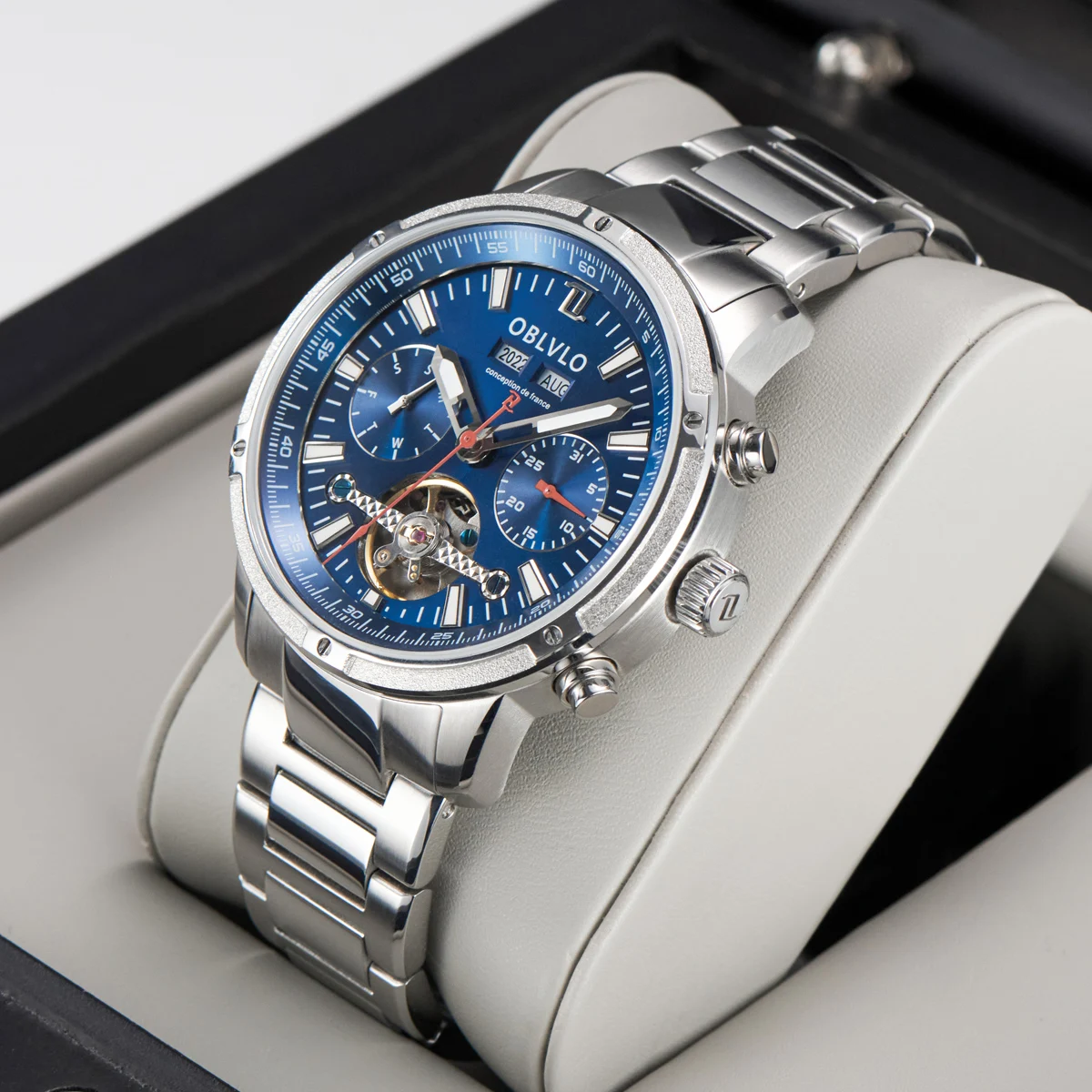 OBLVLO Orologio da uomo di lusso 41MM Orologio da polso meccanico