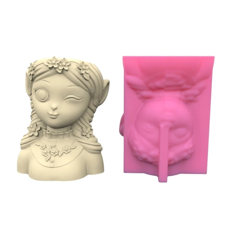 

Concrete Mould Hand-Making Plant Pot Mold Lovely Girl Shaped Hand-making Silicone Moulds for DIY Succulent Planter