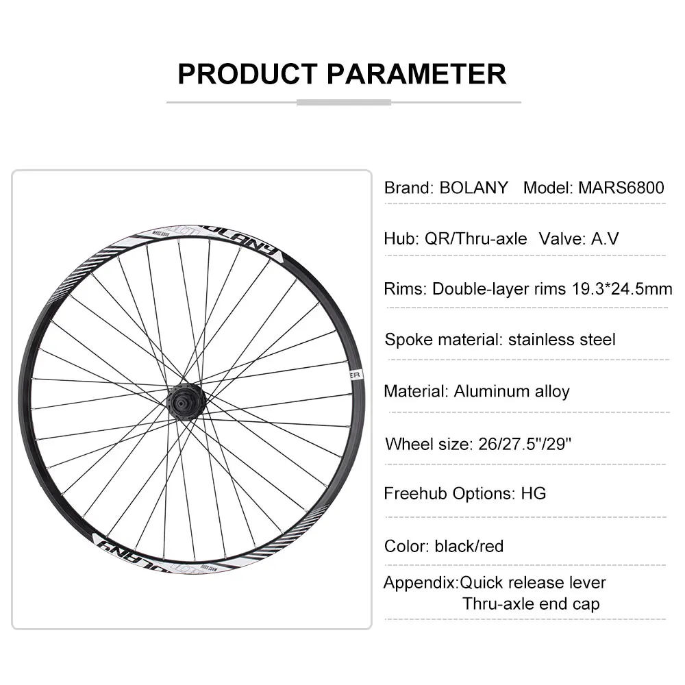 MTB Wheels 26/27.5/29in QR/Thru Axle Mountain Bike Wheelset