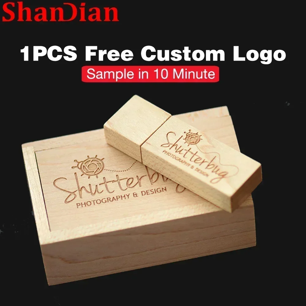 thumbnail image 1 of Nueva unidad flash USB creativa de madera de 64 GB, memoria USB con logotipo personalizado gratuito, memoria USB de 32 GB para fotografía, disco U de 16 GB, regalo de boda de 8 GB, 1 of 5
