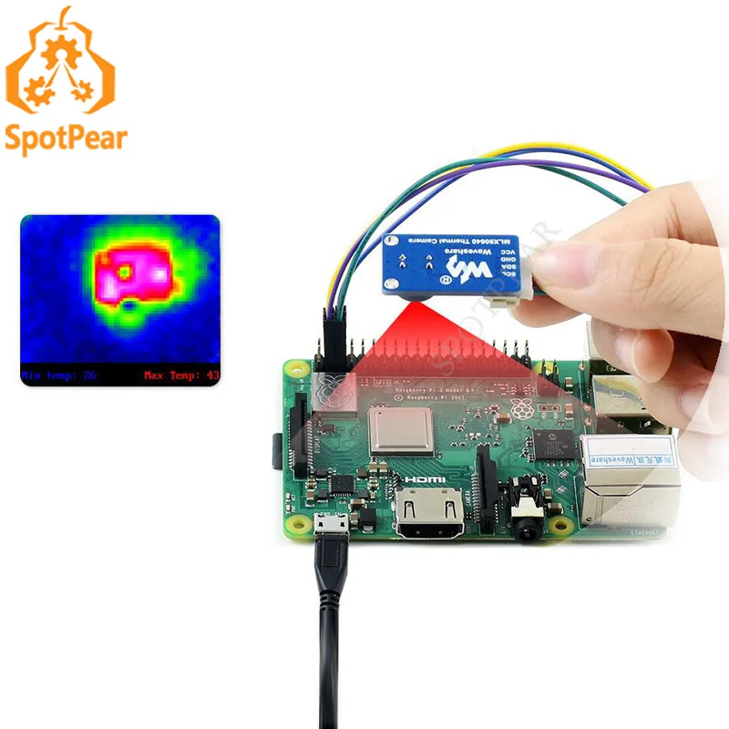 Câmera de Imagiologia Térmica ir Matriz Raspberry pi Mlx90640 32x24 Pixels 110 ° Fov Arduino Esp32 Stm32