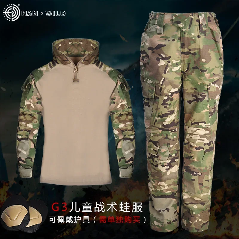 Exercise Special Forces Kids Clothing Army Military Scouting Uniform Camouflage Coat+Pant Training Performance Costume 100-160CM 4