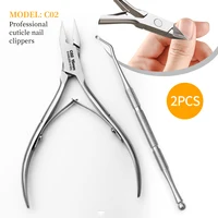 2pcs cuticle pliers, professional stainless steel cuticle cutters Cuticle clippers, pedicure tools for nails and toe nails (silv 1