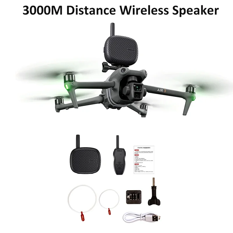 

Drone Universal Wireless Speaker For DJI Mini 4 Pro/Mavic 3/Mini 3 Pro/Air 3/Air 2 3000M Distance Remote Loudspeaker Accessories