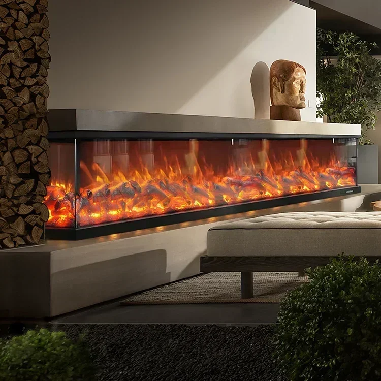 Electric Fireplace Ce Approval European Foyer 78 Inch 2000mm Super Large Wall 3 Sided Customization Decorative Home Improvement