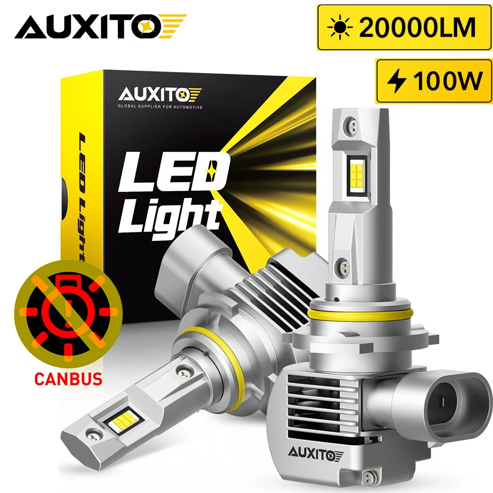 AUXITO 2Pcs 100W 9005 HB3 LED Canbus 20000LM H11 H8 H9 9006 HB2 9012 HIR2  H13 9008 9007 HB5 H4 High Low Beam LED Head Lamp Bulb